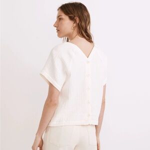 Women's White Button-Back Top